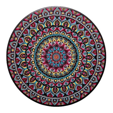 Blue and Pink Dot Mandala Art