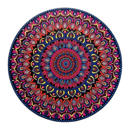 Bright Pink and Blue Dot Mandala Art